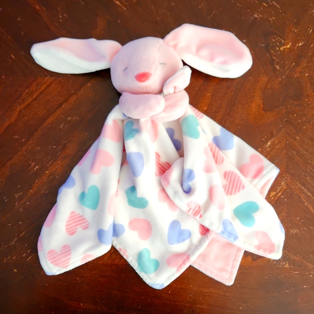 Carter's Plush Pink Bunny Stuffie | Rabbit  Lovie | Heart Blanket